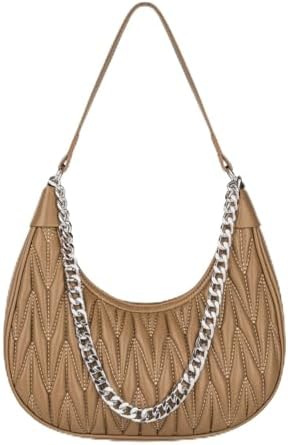 Shoulder Bags for Women Crescent PU Leather Underarm Purses with 3PCS Detachable Strap Cute Hobo Tote Handbag for Work