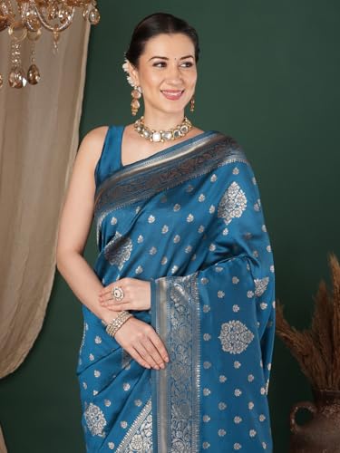 Image of AKHILAM Women's Georgette Embellished Designer Saree With Unstitched Blouse Piece