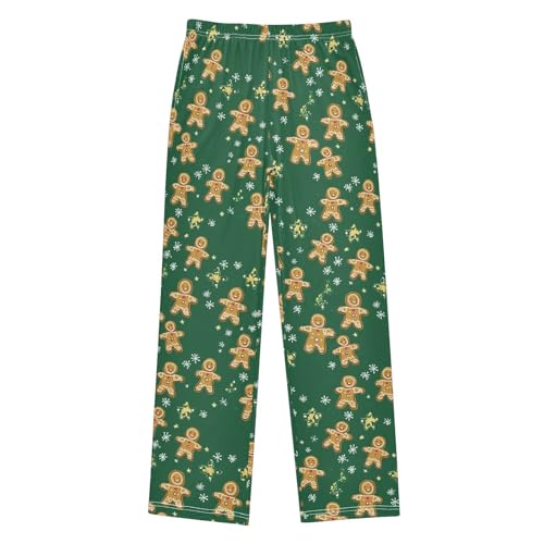 Boys' Pants Gingerbread Man Xmas Stars Green Long Bottoms Jogger Pants Elastic Waist Trousers with Pockets S-XL