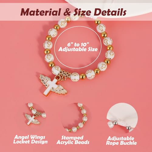 Image of Catholic Cross Bracelet for Girls First Communion Baptism Confirmation Gifts for Teen Girls Virgin Mary Charm Bracelet Handmade Jewelry Gift for Girls Women Easter Gifts for Girls (Gold)
