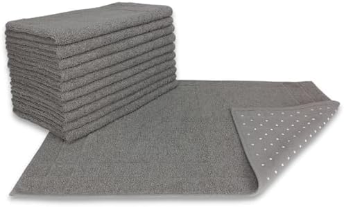 Kit 05 Tapete para Banheiro Atoalhado Felpudo Luxo c/Antiderrapante 550g/m² 45x70cm Padrão Hotel/Pousada - Cinza