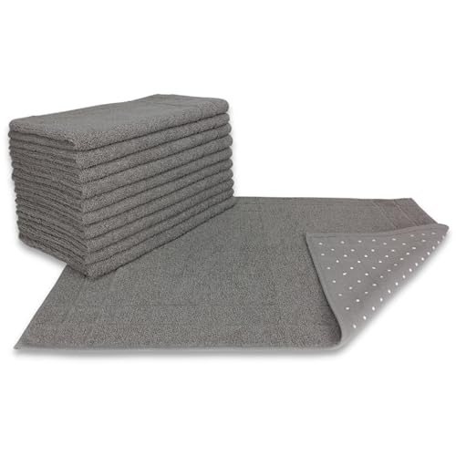 Kit 05 Tapete para Banheiro Atoalhado Felpudo Luxo c/Antiderrapante 550g/m² 45x70cm Padrão Hotel/Pousada - Cinza