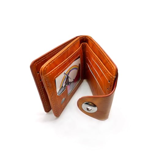 Art&Beauty Wallet for Men Minimalist Us Dollar Bill Leather Wallet Credit Card Photo Holder Money Bifold Safe Purse With Magnetic Buckle(Coffee Color)3