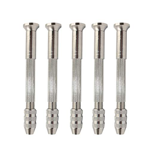 DOITOOL 5pcs Hand Twisted Drill Steel Holder Precision Hand Drill for Woodworking Modeler's Tool Stainless Steel 0.5-3mm