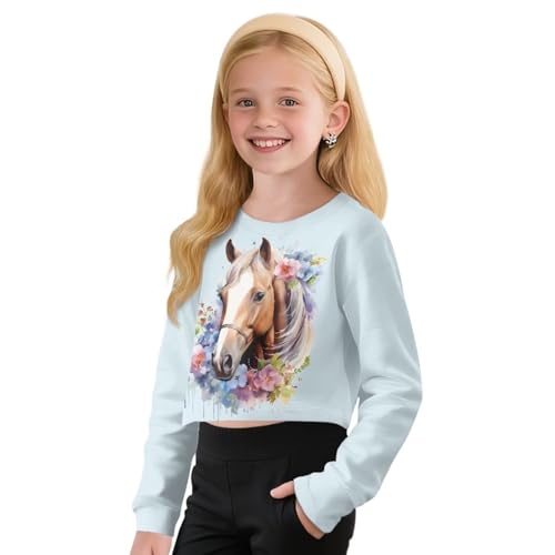 Long Sleeve Shirts for Girls Crewneck Comfortable Little Girls Sweatshirt Graphic Breathable Workout3
