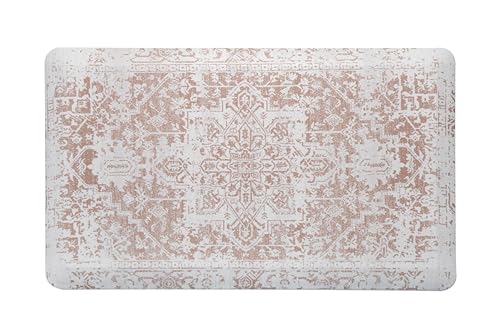 Sparrow & Lily S&L-01 Beige Boho Kitchen Floor Mats Cushioned Anti Fatigue, 3/4 Inch Thick Memory Foam Rug For Sink, Pvc Non Slip Pad, Easy To Clean cover