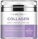 EMIELINE Collagen Cream, Anti Aging Face Moisturizer with Hyaluronic Acid, Retinol and Vitamin C, Day & Night Cream, Firming Cream, Fade Cream, Anti Wrinkle Face & neck Cream - 1.7 OZ