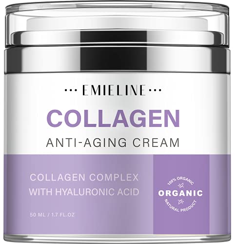 EMIELINE Collagen Cream, Anti Aging Face Moisturizer with Hyaluronic Acid, Retinol and Vitamin C, Day & Night Cream, Firming Cream, Fade Cream, Anti Wrinkle Face & neck Cream - 1.7 OZ