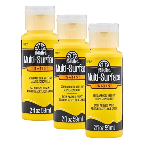 Image of FolkArt 2912 Daffodil 2 oz Multi Surface Acrylic Paint, 2 Fl Oz (Pack of 3), Multicolor