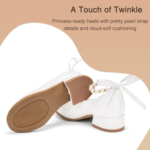 Image of THEE BRON Girls Low Heel Dress Shoes Mary Jane Party Wedding Flower Girl Pumps