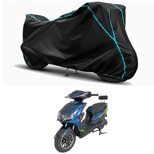 Image of Waterproof Bike Body Cover Compatible for | EeVe Ahava STD | Taffeta Fabric, Sky Piping Design, Bottom Elastic Fit | Dustproof, Sun UV & Rain Protection for All Weather.