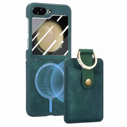Coque rigide Samsung Galaxy Z Flip 5 antichoc verte évitant les chutes avec son anneau