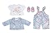 Baby Annabell Active Deluxe Completino di Jeans 43 Cm - Motivo Floreale - per Mani Piccole, Promuove L'Empatia e Le Abilità Sociali - Età: Dai 3 Anni in Su - Include Salopette, Giacca e Altro