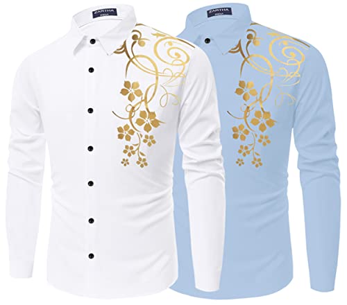 Image of Combo of Men Cotton Polyester Blend Regular Fit Striped Full Sleeve Casual Shirt Pack of 2