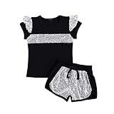 Listenwind Toddler Baby Girl Summer Clothes Sequins Knitted Short Sleeve T-Shirts+Shorts Set Outfit...