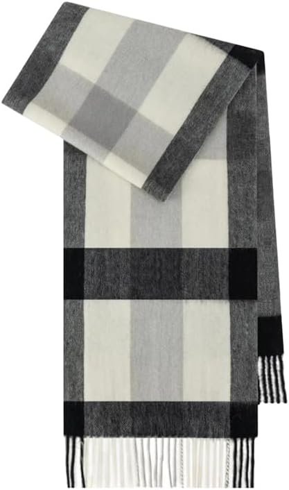 Vsadsau Women 100% Wool Plaid Scarf Cold Weather Thick Warm Tassel Fringed Wrap Scarves
