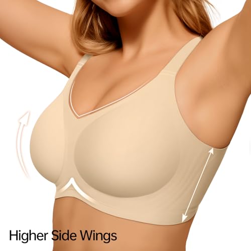 LetsJoli Wireless Bras for Women No Underwire Full Coverage Push Up Bra Support Plus Size Bras for Older Women Bralettes（Luofu,3XL - Image 5