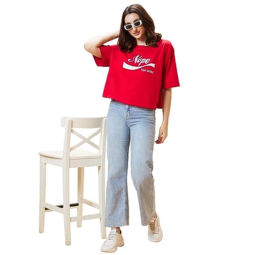 Image of Globus Women Green Printed Oversized T-Shirt-3638147001