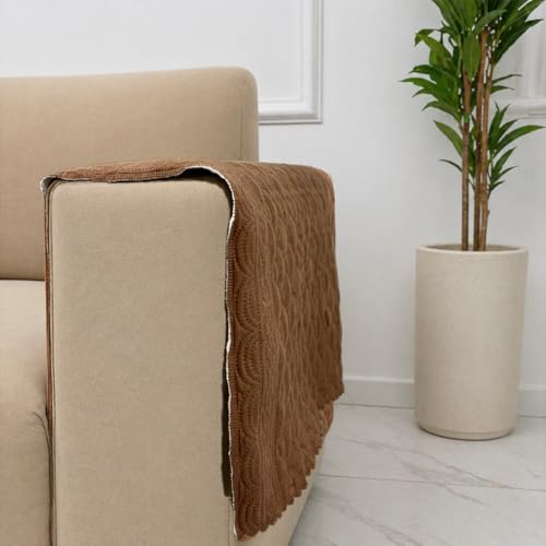 Image of Homerz Premium Petal Charm Sofa Cover | Embossed Floral Pattern | Soft Touch, Anti-Dust & Easy Wash Fabric Cloth, Washable and Durable (Rust, 2 Pc Armrest, Armrest)
