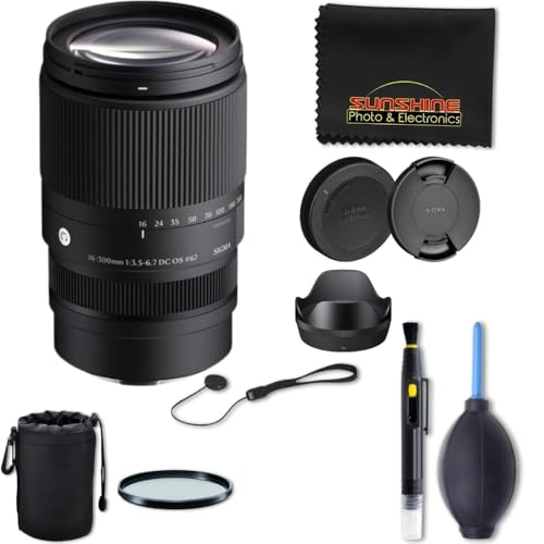 Image of Sigma 16-300mm f3.5-6.7 DC OS Contemporary Lens for Sony E with Sunshine Photo Advanced Bundle - 4 Years Manufacturer Warranty