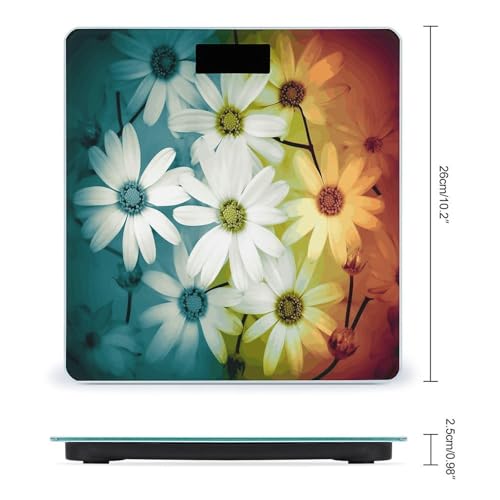 Báscula digital de baño con marco floral de vidrio templado miniatura 2