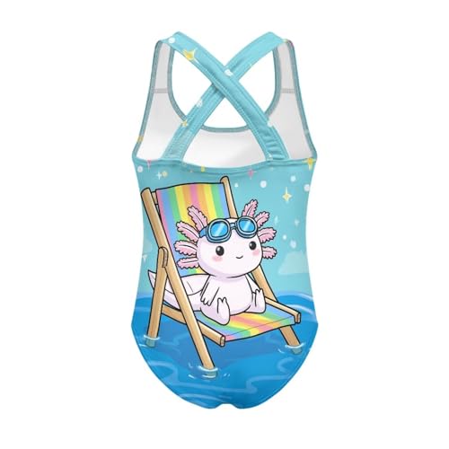 Image of Xpyiqun Swimsuit for Girls One Piece Bathing Suits Size 5-14 Sleeveless Swimwear Cross Shoulder Strap Swimming Wear