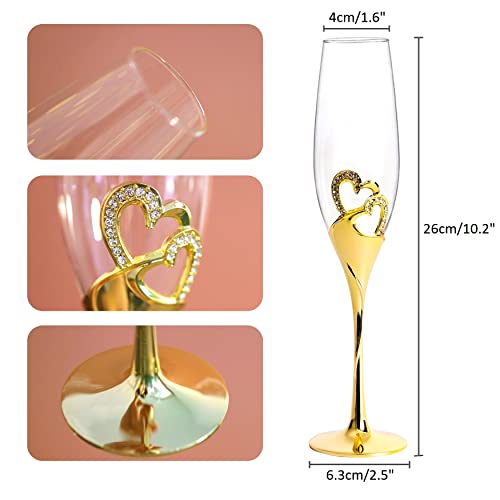 Red Wine Glass Crystal Goblet, Gold Wedding Champagne Flutes, Heart-Shaped Sparkling Champagne Glass Couple Glass, Creative Home Gift Box Wine Glass, Anniversary, Valentine's Day And Special Events #TOP5