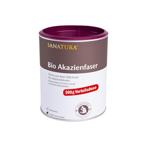 Sanatura Akazienfaser Pulver Bio 300 g wertvoller Ballaststofflieferant aus Akazienfasern - lösliche Ballaststoffe - vegan glutenfrei und fructosefrei gut verträglich