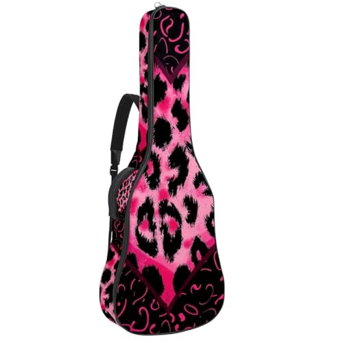 Housse de guitare 106 cm Art Hearts léopard avec bandoulière réglable pour basse et classique