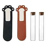 PAVIKE猫のひげ瓶【2本入り】ペット遺毛ケース 猫のひげケース 革カバー付き ペット記念ボトル、猫のひげコレクター、足の形、12 * 2.2cm、記念品、貴重な思い出を保存するために使用