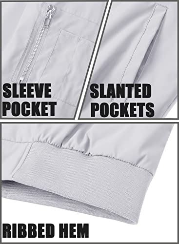 Tacvasen Men's Jacket-Lightweight Spring Fall Windbreaker Bomber Coat, White Xl #TOP4