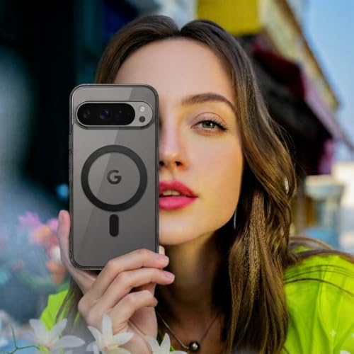 Image of Elzzi Anti Scratch Semi Translucent Cover for Google Pixel 9 Pro Case, Premium PC + TPU Magnetic Phone Cases Drop Proof, Compatible with Magsafe Slim Never Yellowing Shockproof