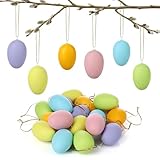 Nordstern Ostereier zum Aufhängen 24er Pack in Pastellfarben - Osterdeko, Frühlingsdeko für Innen und Außen - Plastikeier zum Bemalen in 6 Farben