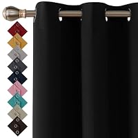 Blackout Curtains for Bedroom Windows (Black, 66 x 54 Drop Inch 2 Panels)