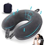 TALLGO Cuscino cervicale da viaggio, cuscino in memory foam per aeroplano, supporto per la testa, morbido cuscino regolabile per aereo, auto e casa reclinabile (grigio)