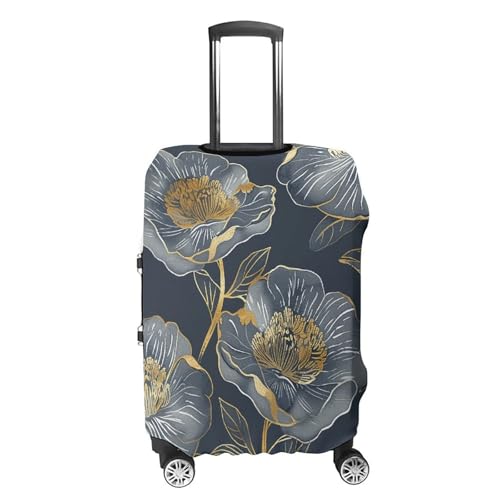 Travel Luggage Cover Spandex Suitcase Protector Washable Baggage Covers Gray And Gold Elastic Scratch-Resistant Luggage Cover Protector Fits 18-32 Inch Luggage4
