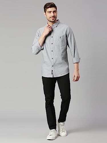 Image of Thomas Scott Men Premium Slim Fit Solid Cotton Twill Full Sleeve Shirt