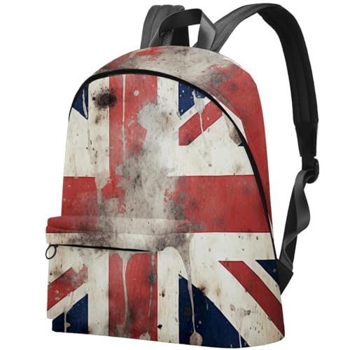 Sac à dos motif drapeau britannique vintage et graffiti rétro pour voyage et loisirs