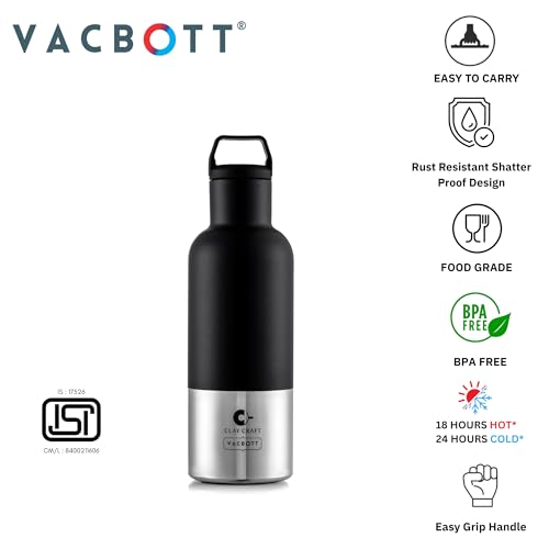 Image of CLAY CRAFT VACBOTT Trekko Double Walled|18 Hours Hot and 24 Hours Cold Vacuum Insulated Flask 700ml|Easy to Carry|Gym Bottle|Home|Kitchen|Hiking|Travel Bottle|BIS Certified|1Year Limited Warranty