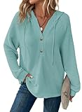 Dokotoo Hoodies for Women Waffle Knit Drawstring Button...