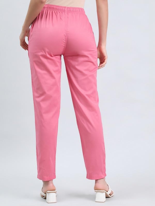 Image of GO COLORS Soft Cotton Pant Full Length for Women| Breathable, Mid Rise