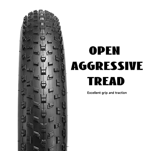 Hycline Fat Bike Replacement Tire: 20×4.0/26×4.0 Inch High-Performance Wear-Resistant Folding MTB Bicycle Tires, All-Terrain High-Density for Street or Trail Riding