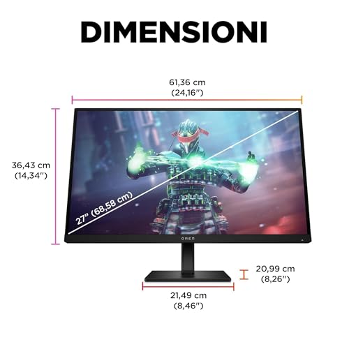 OMEN 27k Monitor da 27 Pollici, Pannello IPS da 16:9 UHD da 144 Hz, 5 ms, Display HDR 400, Antiriflesso, 400 Nits, AMD FreeSync, VESA 100x100 mm, HDMI 2.0, DisplayPort, Nero - Monitor - Immagine 2