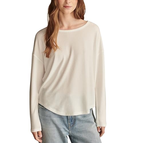 T-shirt Lucky Brand femme col rond t-shirt basique en coton aspect nuage pour un look quotidien