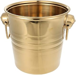 Amosfun Stainless Steel Ice Bucket Champagne Wine Bucket with Handles for Bar Party Supplies Beer Whisky Wine Gold 3L