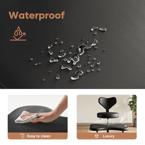 Image of Pinmoco Cross Legged Office Chair with Wheels, Ergonomic PU Leather Criss Cross Meditation Chair for ADHD, 360 Swivel Adjustable Height Desk Chair with Lumbar Support for Home Office Yoga, Black