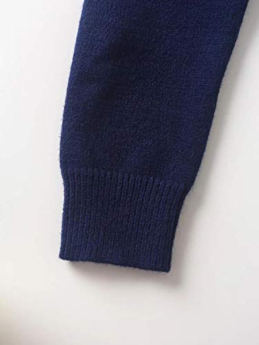 Cardigã de malha feminino Meladyan com estampa Geo Argyle Y2K gola V abotoado estilo Inglaterra, Nav