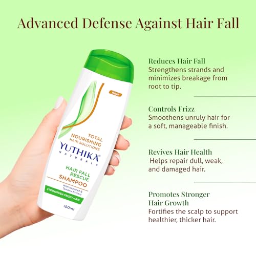 Image of Yuthika Hairfall Rescue Shampoo Pack of 2 (180ml Each) | Nourishing Shampoo for Weak & Falling Hair | Enriched with Argan Oil & Amaryllis Extract | Suitable for Men & Women