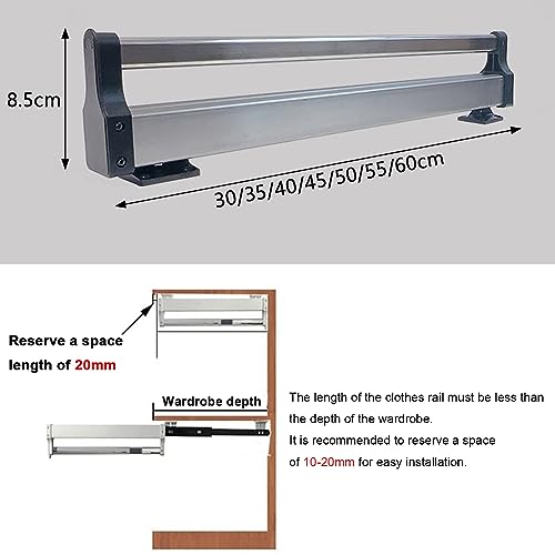 Appendiabiti estensibile estraibile, asta regolabile da 30 a 60 cm, organizer salvaspazio per armadio o lavanderia, soluzione di archiviazione durevole e versatile