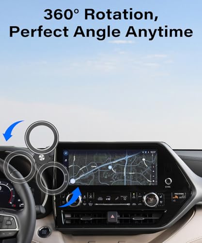 Image of Car Phone Holder for 2020-2026 Toyota Highlander Accessories Compatible with MagSafe Cell Phone Mount 360 Rotation Does Not Affect Air Vent,Dashboard Original-Size Replacement Model